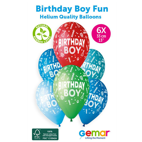 (image for) Birthday Boy Latex Balloons 6pk