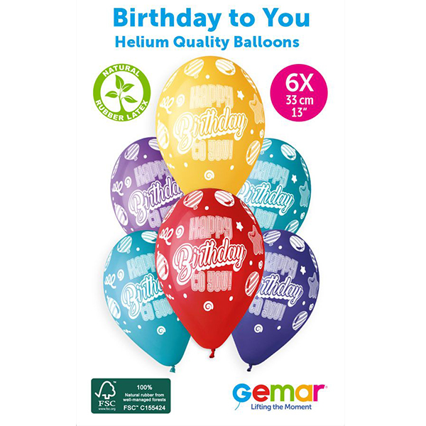 (image for) Happy Birthday To You Latex Balloons 6pk