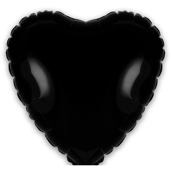(image for) 9" Black Heart Self Sealing Foil Balloons 5pk