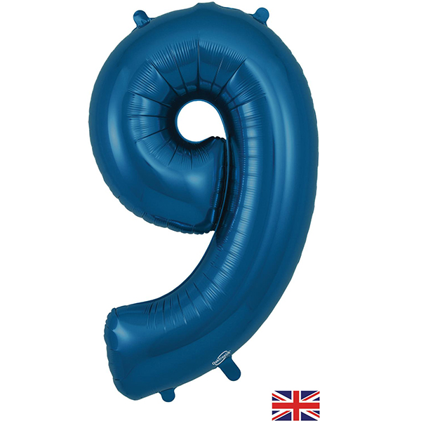 (image for) Navy Blue 9 Large Shape Number Balloon