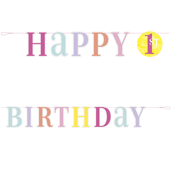 1st Birthday Pink Dots Letter Banner (image for) 1st Birthday Pink Dots Letter Banner