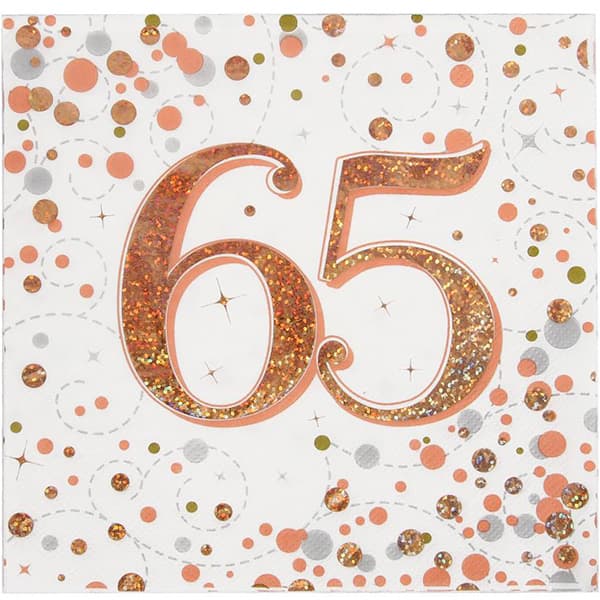 (image for) 65th Rose Gold Sparkling Fizz Napkins 16pk