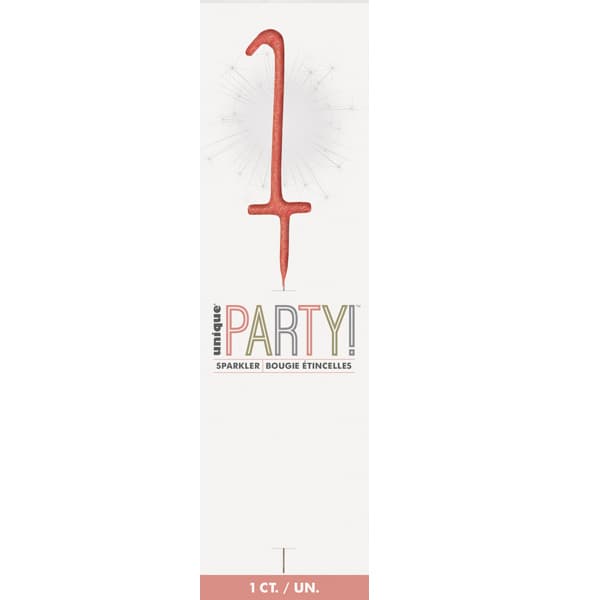 Number 1 Rose Gold Glitz Sparkler (image for) Number 1 Rose Gold Glitz Sparkler