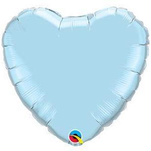 (image for) 18" Pearl Light Blue Heart Foil Balloon