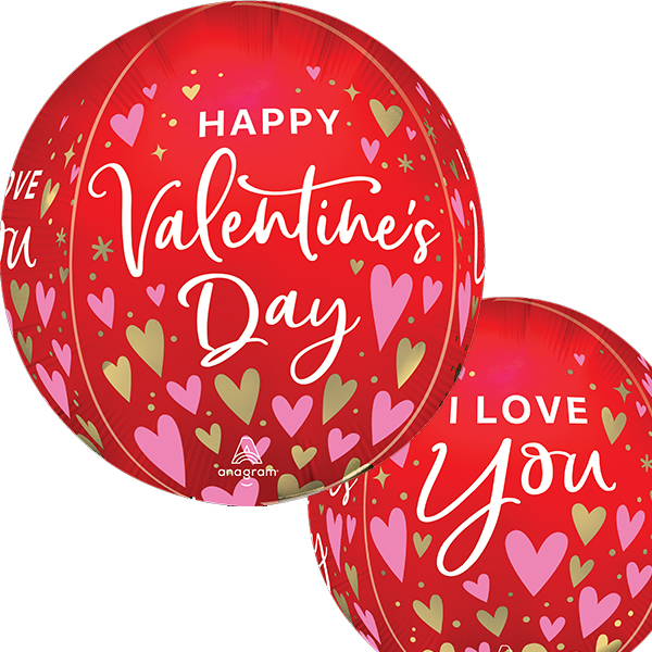 Happy Valentines Day Heartfelt Elegance Orbz Balloon (image for) Happy Valentines Day Heartfelt Elegance Orbz Balloon