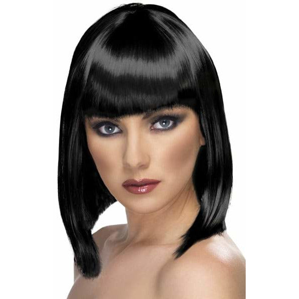 (image for) Ladies Black Glam Wigs With Fringe