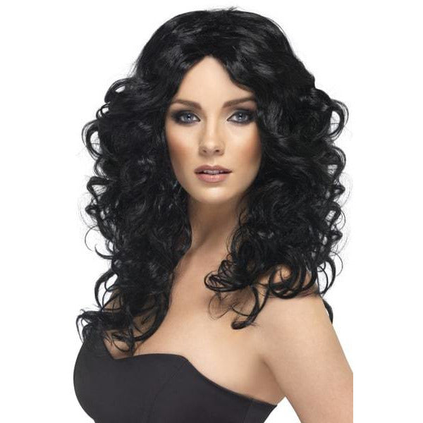 (image for) Long Black Curly Ladies Glamour Wigs