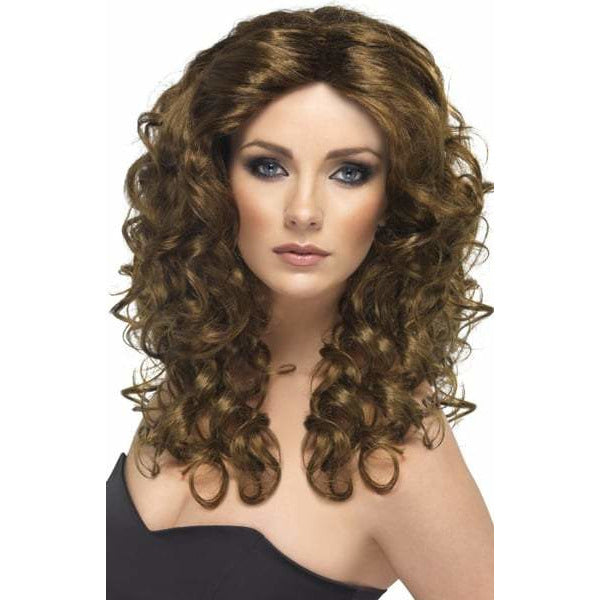 Long Brown Curly Ladies Glamour Wigs (image for) Long Brown Curly Ladies Glamour Wigs