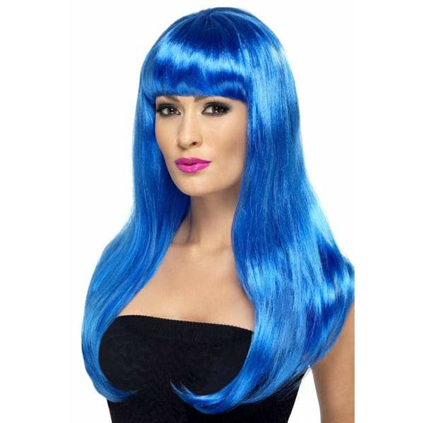 Long Blue Straight Wigs With Fringe (image for) Long Blue Straight Wigs With Fringe