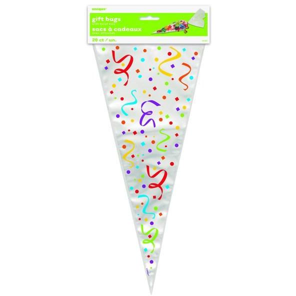 Confetti Party Cone Cello Sweet Bags 20pk (image for) Confetti Party Cone Cello Sweet Bags 20pk