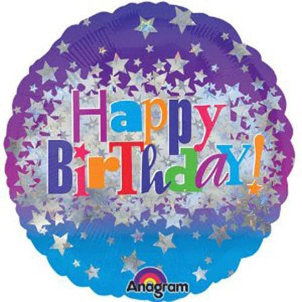 (image for) 18" Happy Birthday Bright Stars Foil Balloon
