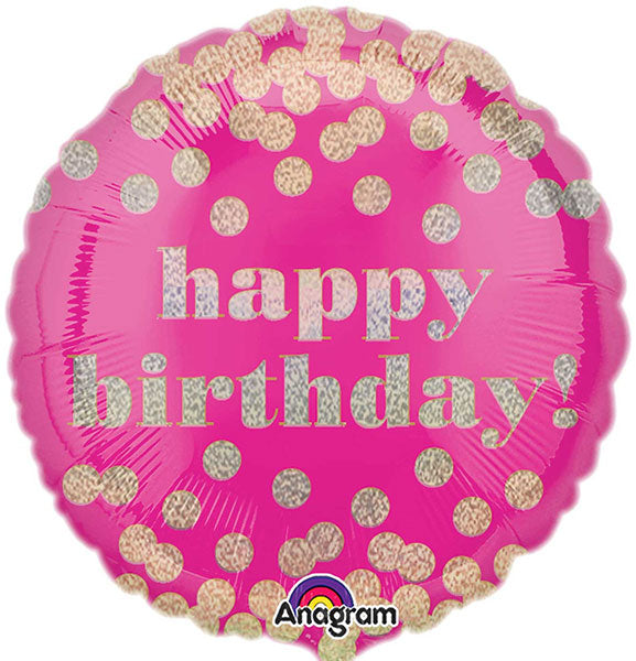 18" Dotty Happy Birthday Foil Balloon (image for) 18" Dotty Happy Birthday Foil Balloon