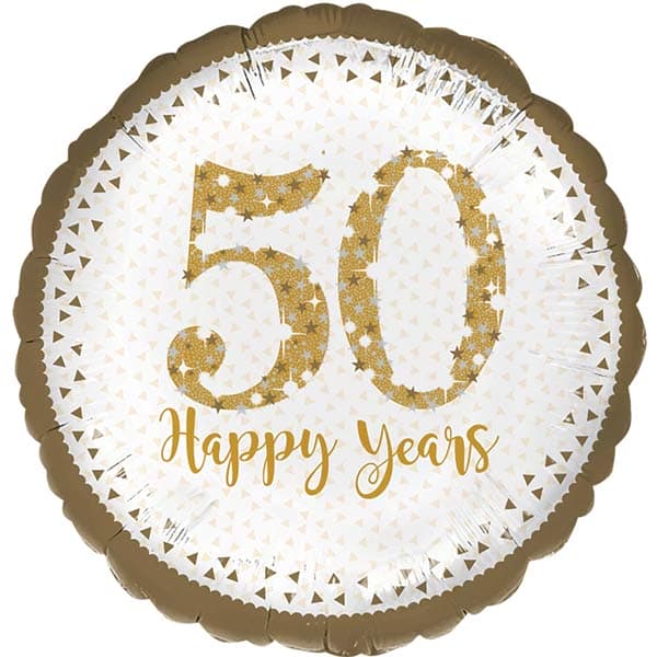 18" Sparkling 50th Golden Anniversary Balloon (image for) 18" Sparkling 50th Golden Anniversary Balloon