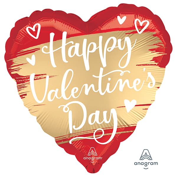 18" Happy Valentines Day Gold Swoosh Foil Balloon (image for) 18" Happy Valentines Day Gold Swoosh Foil Balloon