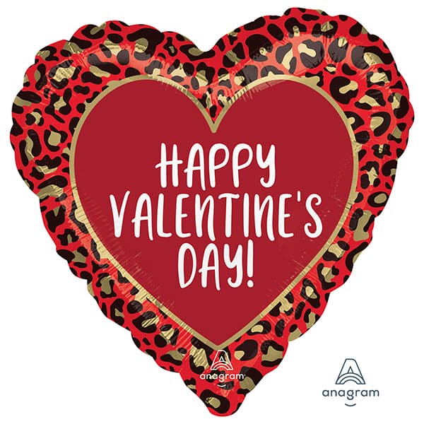 (image for) 18" Happy Valentines Day Animal Print Foil Balloon