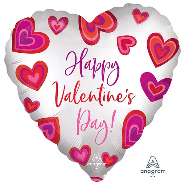 18" Happy Valentines Day Floating Hearts Foil Balloon (image for) 18" Happy Valentines Day Floating Hearts Foil Balloon