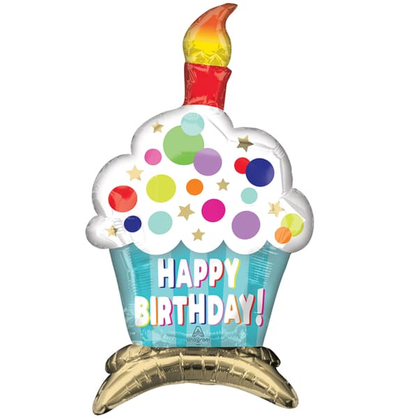 24" Birthday Cupcake Sitter Foil Balloon (image for) 24" Birthday Cupcake Sitter Foil Balloon