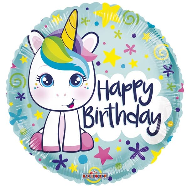 18" Birthday Cute Unicorn Foil Balloons (image for) 18" Birthday Cute Unicorn Foil Balloons