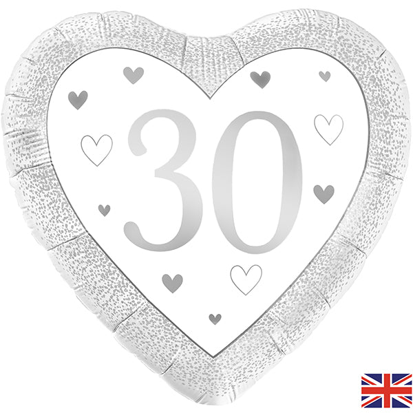 (image for) 18" 30th Anniversary Hearts Foil Balloon