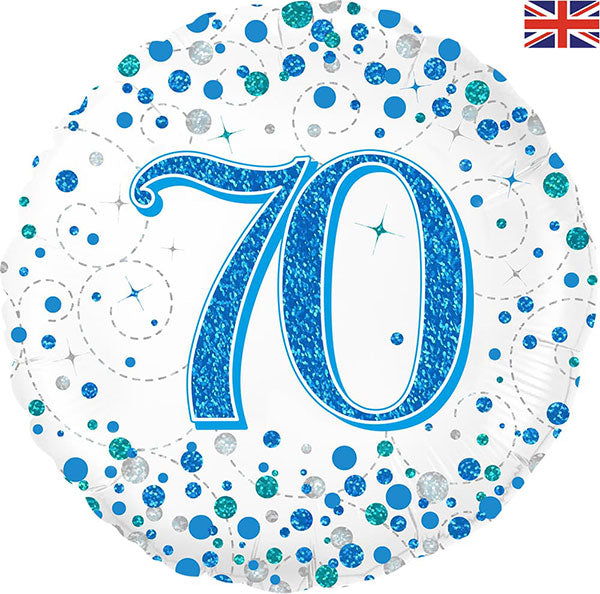 (image for) 18" 70th Blue Sparkling Fizz Foil Balloon