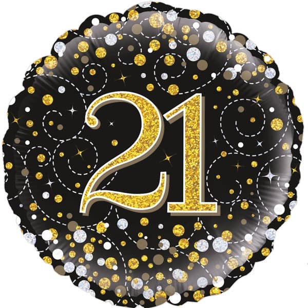 18" 21st Black Sparkling Fizz Foil Balloon (image for) 18" 21st Black Sparkling Fizz Foil Balloon