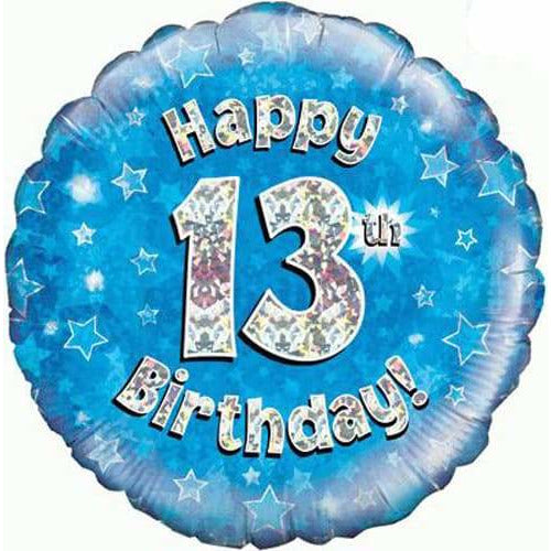 18" Happy 13th Birthday Blue Foil Balloon (image for) 18" Happy 13th Birthday Blue Foil Balloon