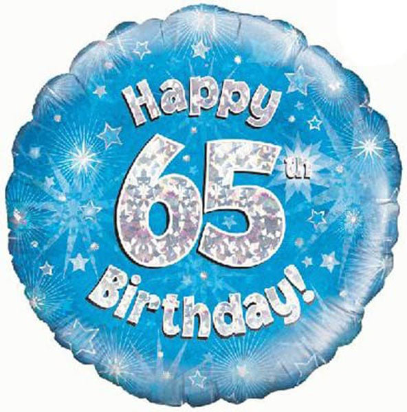 (image for) 18" Happy 65th Birthday Blue Foil Balloon