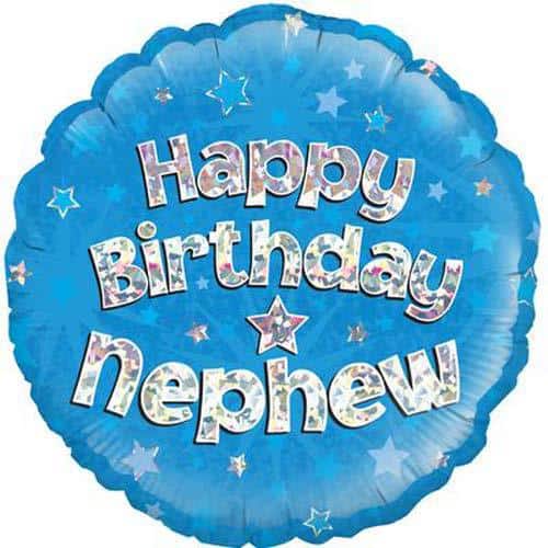 (image for) 18" Happy Birthday Nephew Blue Foil Balloon