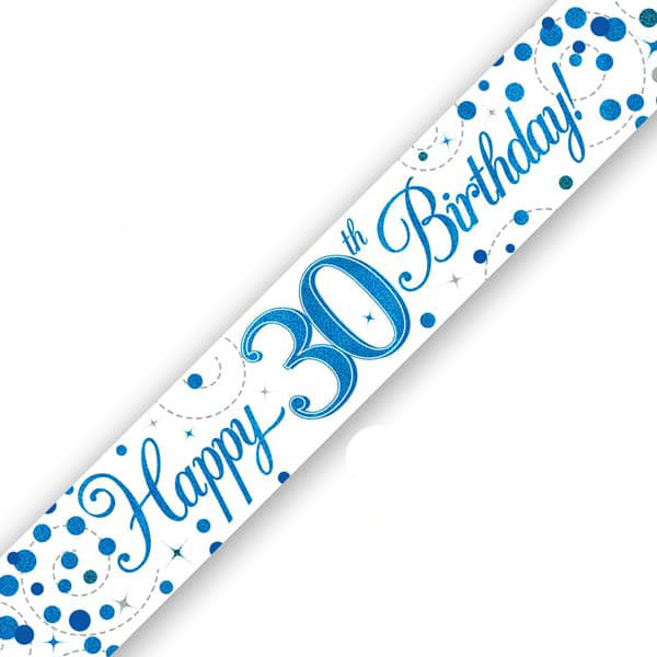 (image for) Happy 30th Birthday Blue Sparkling Fizz Banner