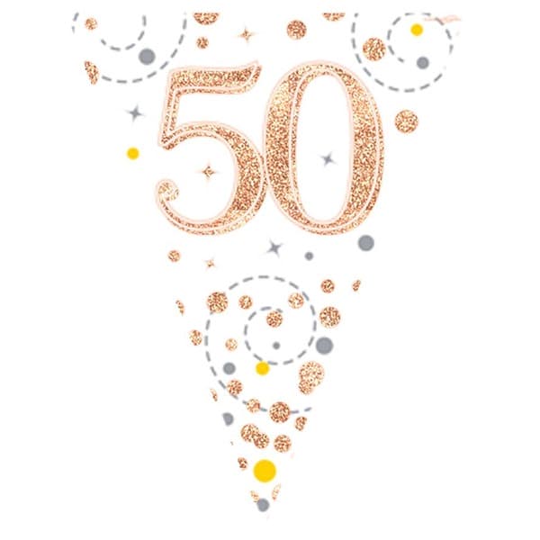 Happy 50th Birthday Sparkling Fizz Bunting (image for) Happy 50th Birthday Sparkling Fizz Bunting