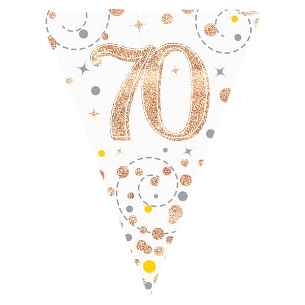 Happy 70th Birthday Sparkling Fizz Bunting (image for) Happy 70th Birthday Sparkling Fizz Bunting
