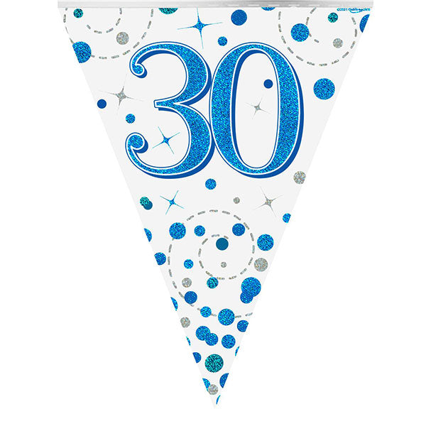 (image for) Happy 30th Birthday Blue Sparkling Fizz Bunting