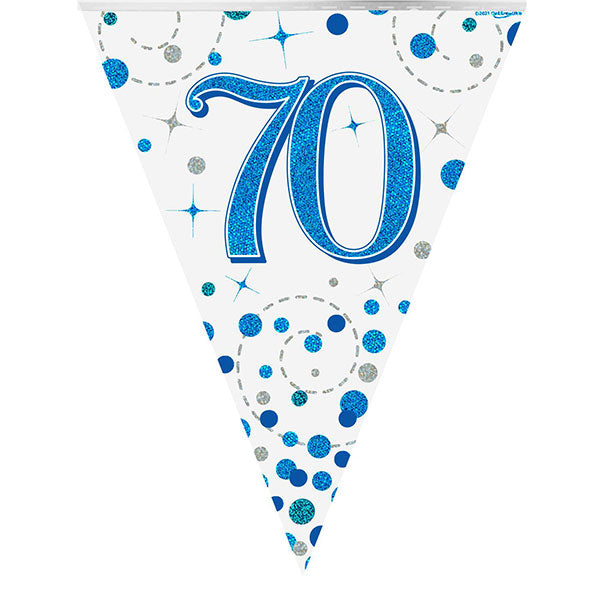 (image for) Happy 70th Birthday Blue Sparkling Fizz Bunting