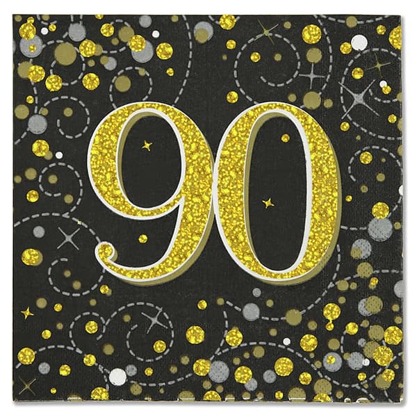 (image for) 90th Black Sparkling Fizz Napkins 16pk