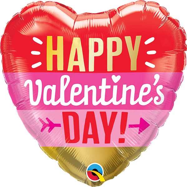 (image for) 18" Happy Valentines Day Arrow & Stripes Foil Balloon