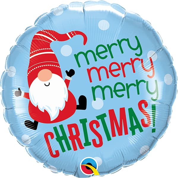 (image for) 18" Merry Christmas Gnome Foil Balloon