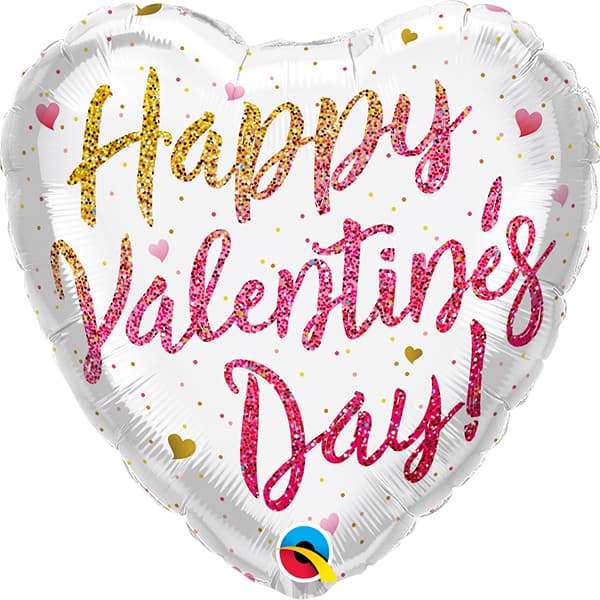 18" Valentines Glitter Ombre Foil Balloon (image for) 18" Valentines Glitter Ombre Foil Balloon