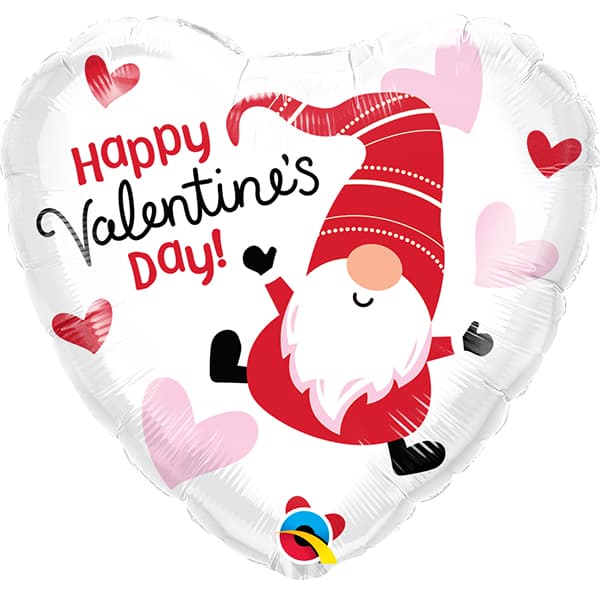 18" Valentines Day Gnome Foil Balloon (image for) 18" Valentines Day Gnome Foil Balloon