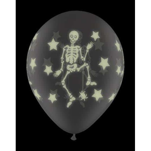 11" Diamond Clear Glow Skeletons Latex Balloons 25pk (image for) 11" Diamond Clear Glow Skeletons Latex Balloons 25pk