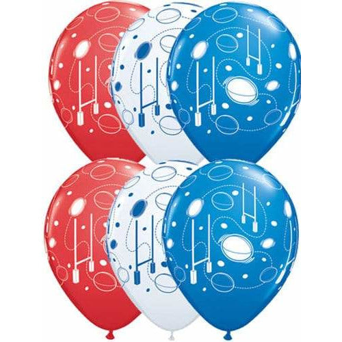(image for) Rugby Balls And Posts Assorted Latex Balloons x25