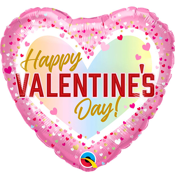 18" Happy Valentines Day Confetti Foil balloon (image for) 18" Happy Valentines Day Confetti Foil balloon
