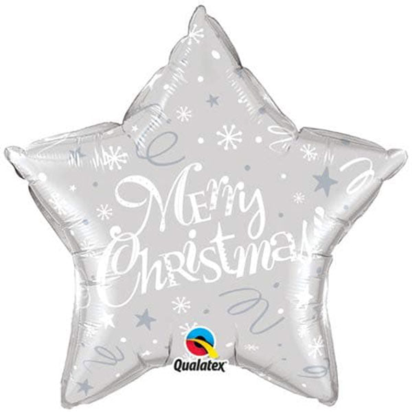 18" Silver Festive Merry Christmas Foil Balloon (image for) 18" Silver Festive Merry Christmas Foil Balloon