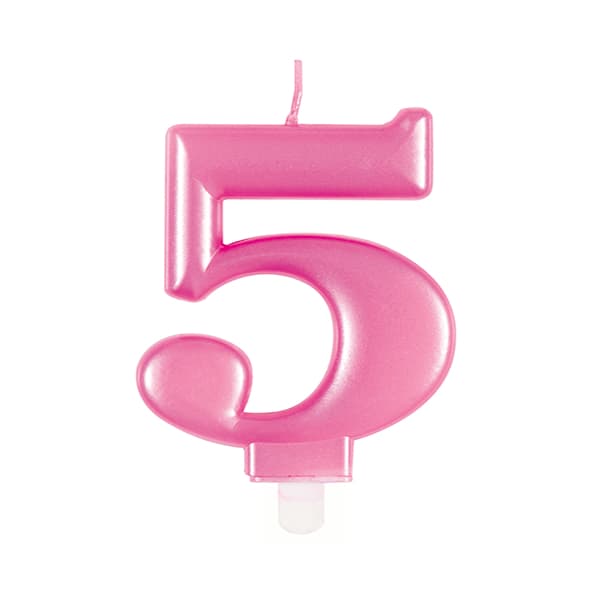 5 Pink Number Candle (image for) 5 Pink Number Candle