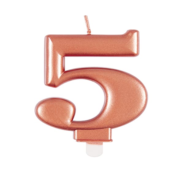 5 Rose Gold Number Candle (image for) 5 Rose Gold Number Candle