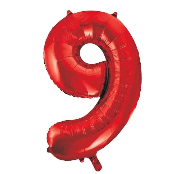 (image for) Red 9 Large Shape Number Balloon