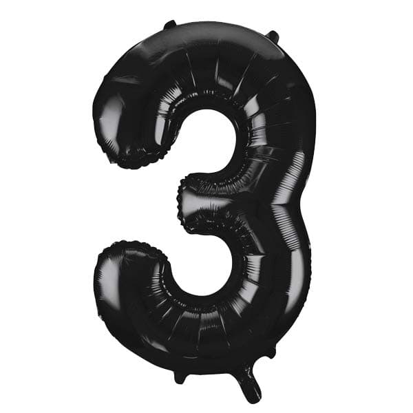 Black 3 Large Shape Number Balloon (image for) Black 3 Large Shape Number Balloon