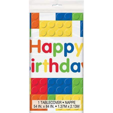 Building Blocks Happy Birthday Plastic Tablecover (image for) Building Blocks Happy Birthday Plastic Tablecover