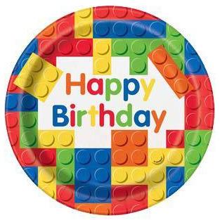 Building Blocks Happy Birthday Paper Plates 8pk (image for) Building Blocks Happy Birthday Paper Plates 8pk