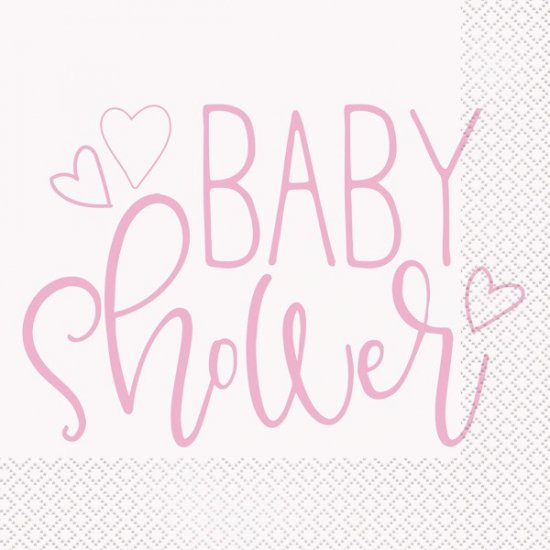 Pink Baby Shower Hearts Lunch Napkins 16pk (image for) Pink Baby Shower Hearts Lunch Napkins 16pk